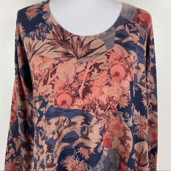 Soft Surroundings Millie Crane Bird Floral Tunic Top - Picture 4 of 11